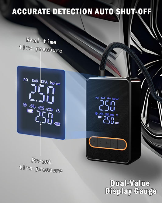 Car compressor pump with nozzles and LED flashlight Car Air Pump CX-329