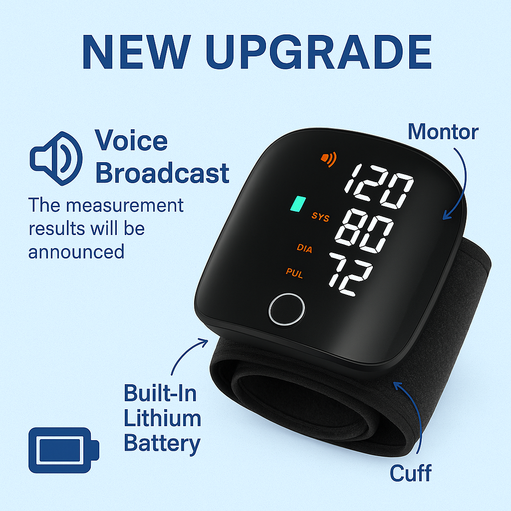 Rechargeable Digital Wrist Blood Pressure Monitors