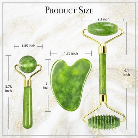 3 Piece Jade Rollers Set with Gua Sha