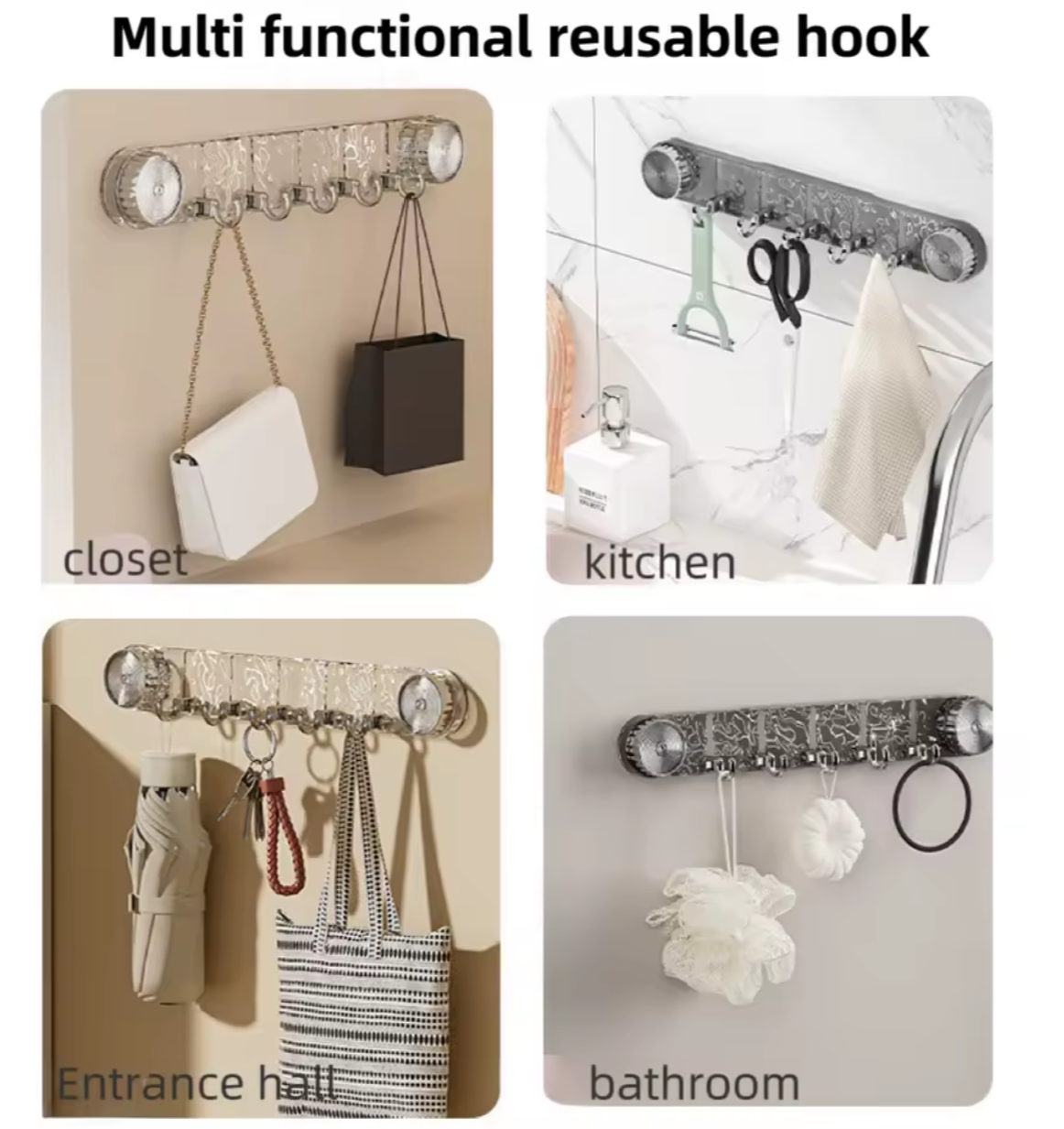 ✨🪝 No-Punch Wall Hook | Strong Suction Bathroom Hook