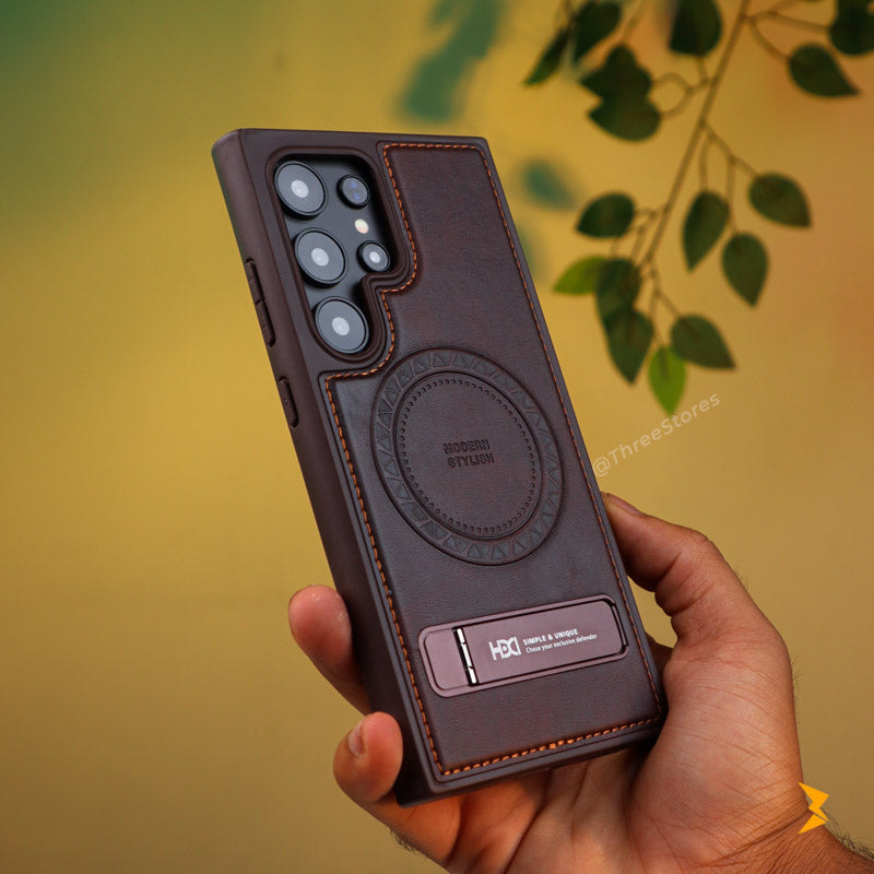 Leather Magsafe Stand Case Samsung