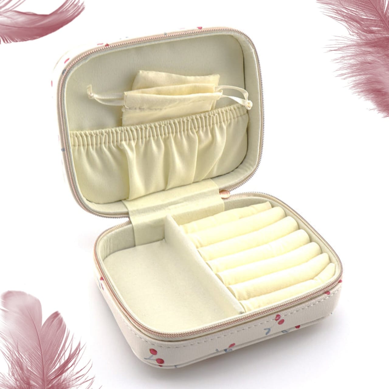 💎✨ Luxury Jewelry Box | Zipper Ring & Necklace Organizer