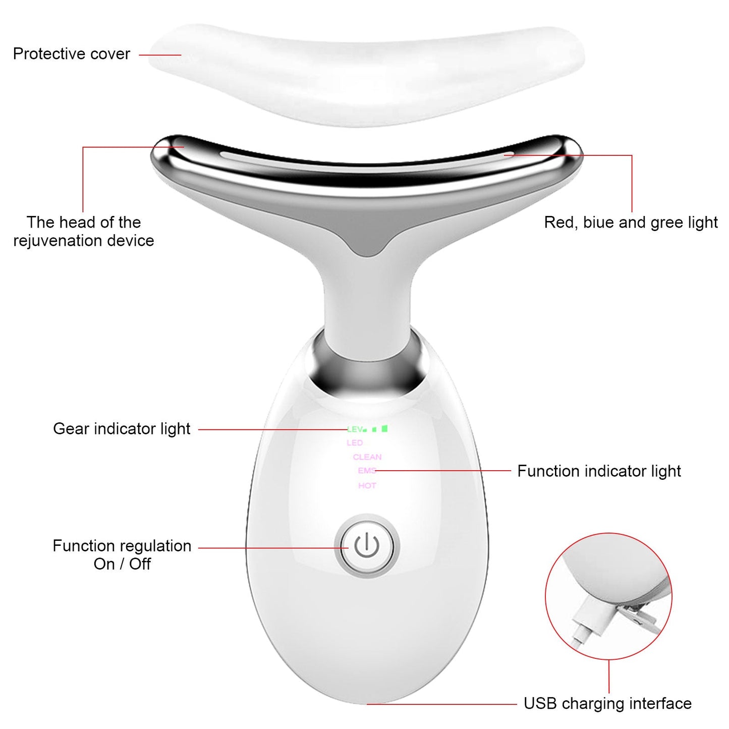 Anti Wrinkles Neck Face Massager, Beauty Massager for Face and Neck