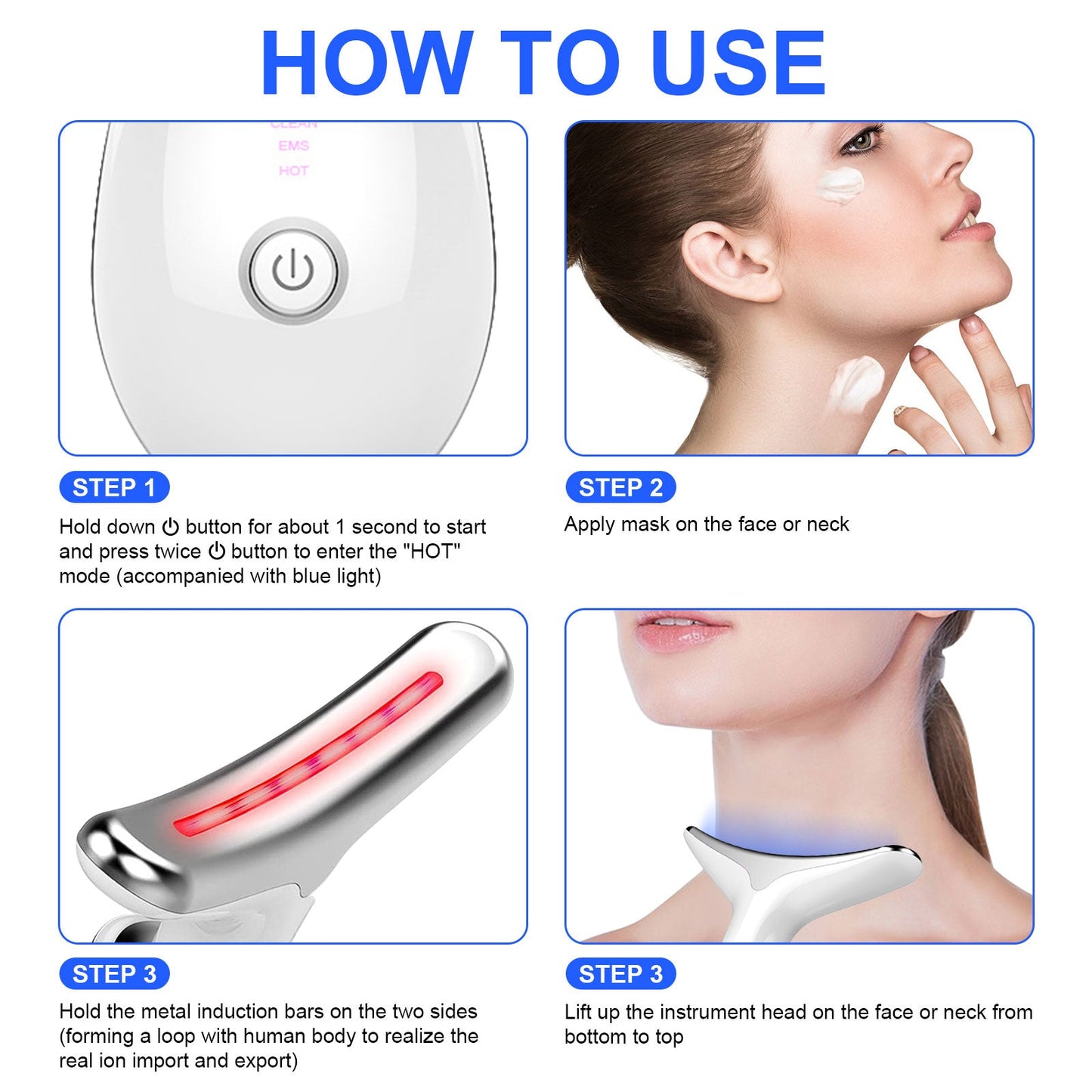 Anti Wrinkles Neck Face Massager, Beauty Massager for Face and Neck