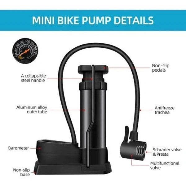Mini Foot Pump – Portable Air Pump for Bikes, Cars & Sports Equipment
