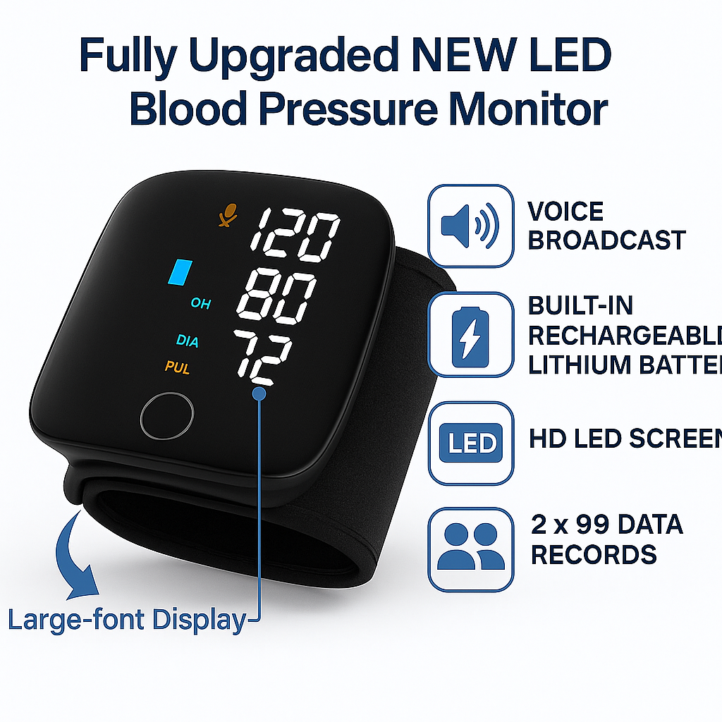 Rechargeable Digital Wrist Blood Pressure Monitors