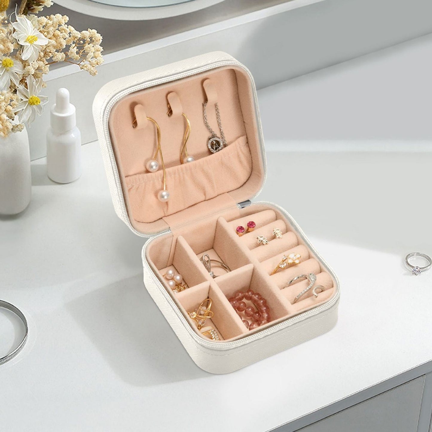 💎✨ Luxury Jewelry Box | Zipper Ring & Necklace Organizer