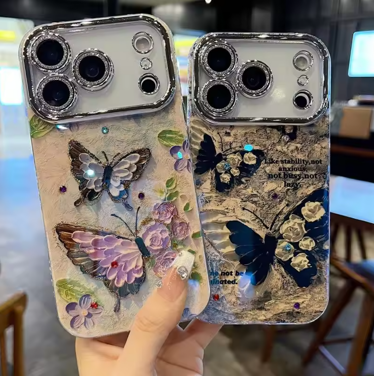 📱🦋 Floral Butterfly iPhone Cover | Stylish Design & Camera Guard + Free Keyring 🎁