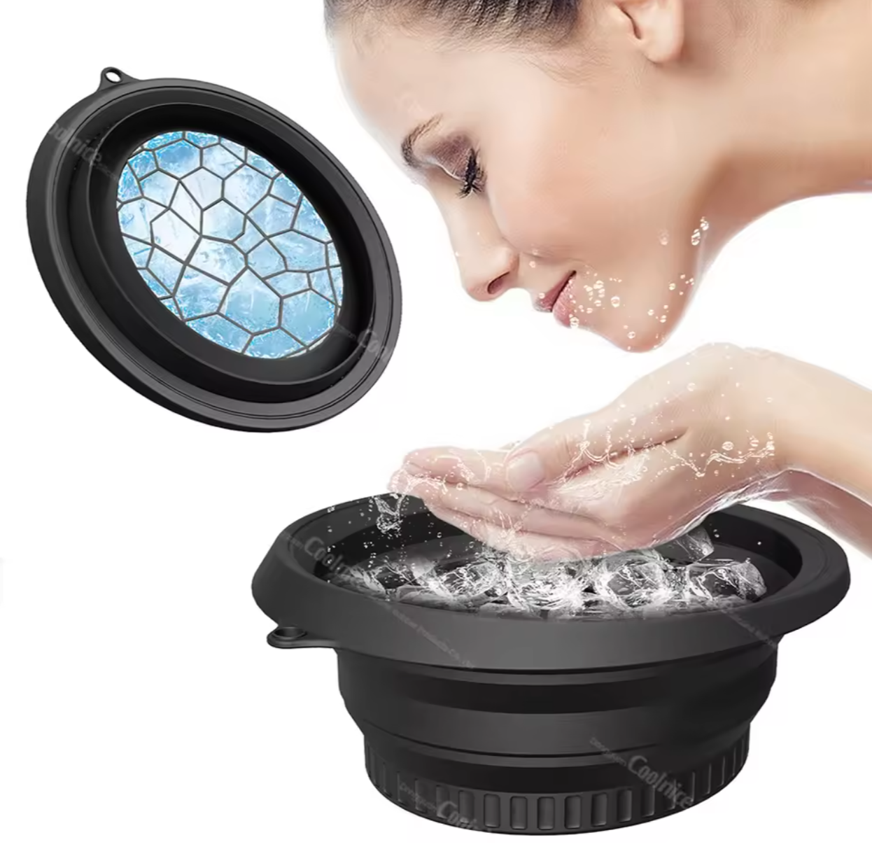 🧊✨ Foldable Ice Face Bowl | Silicone Ice Compress with Tray