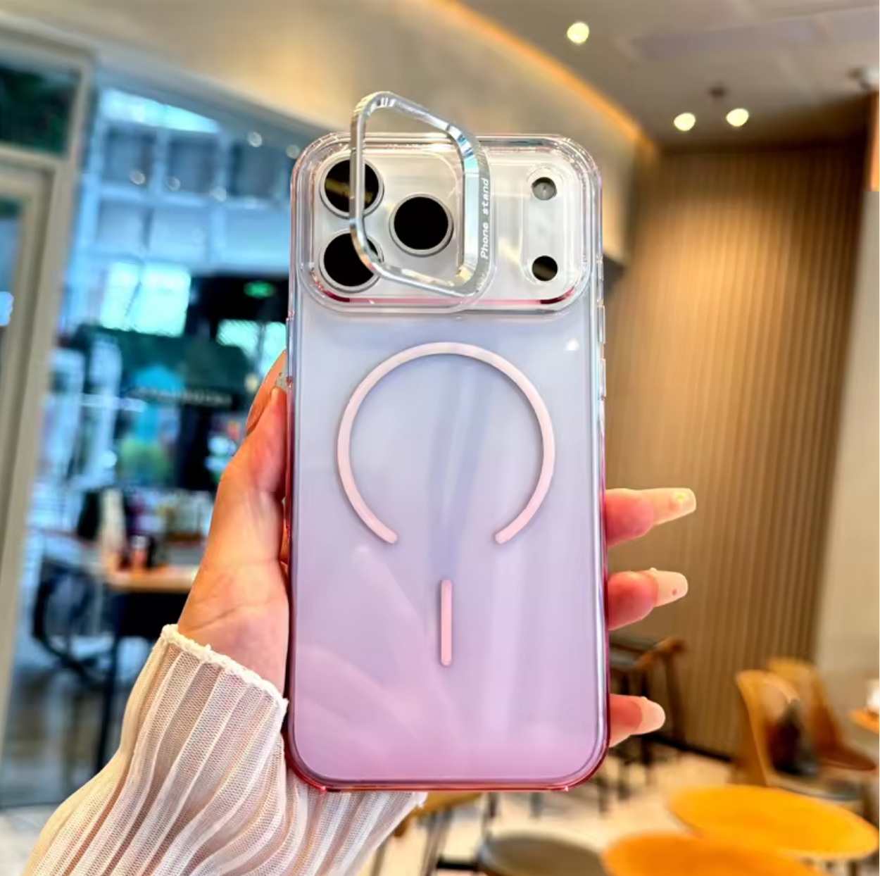 📱✨ Gradient Transparent iPhone Case | Camera Stand Design