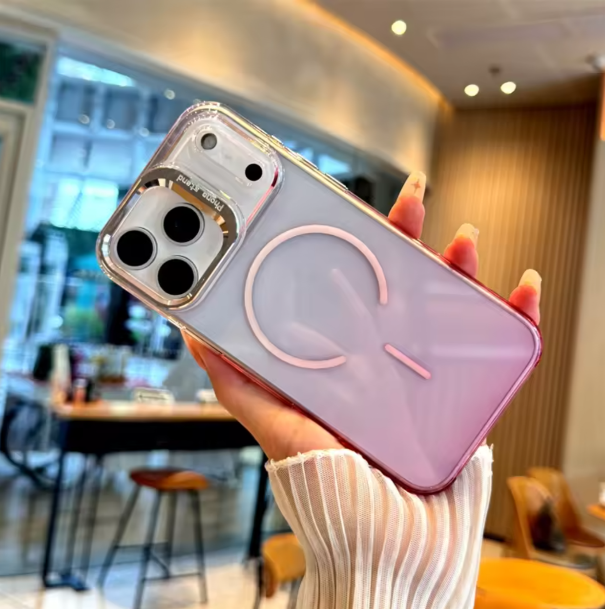 📱✨ Gradient Transparent iPhone Case | Camera Stand Design