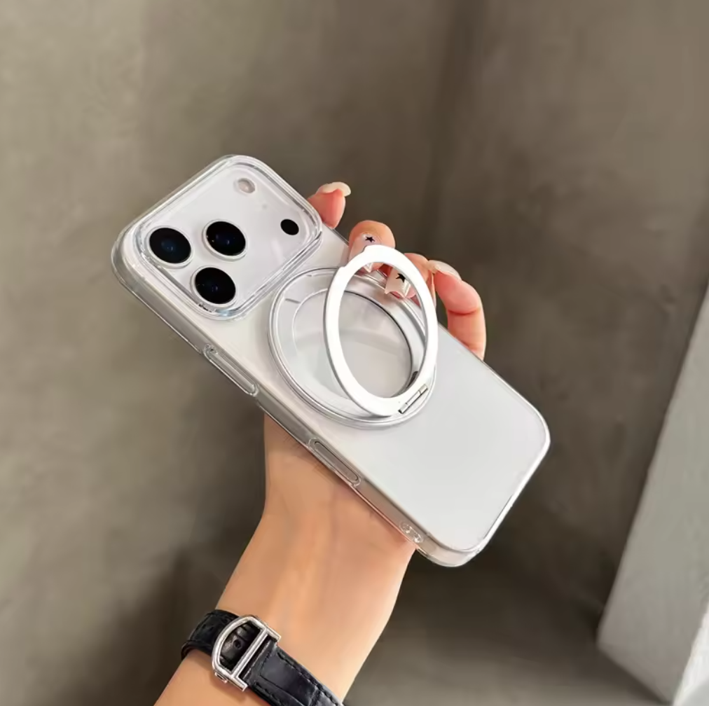 🔍📱 Crystal Clear MagSafe iPhone Case with Ring Stand