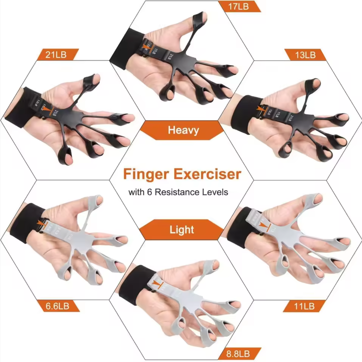 💪✋ Hand Grip Strengthener | 6-Level Resistance Grip Trainer