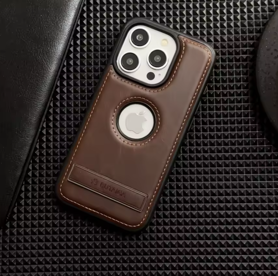 ✨📱 Luxury PU Leather iPhone Case | Built-in Kickstand