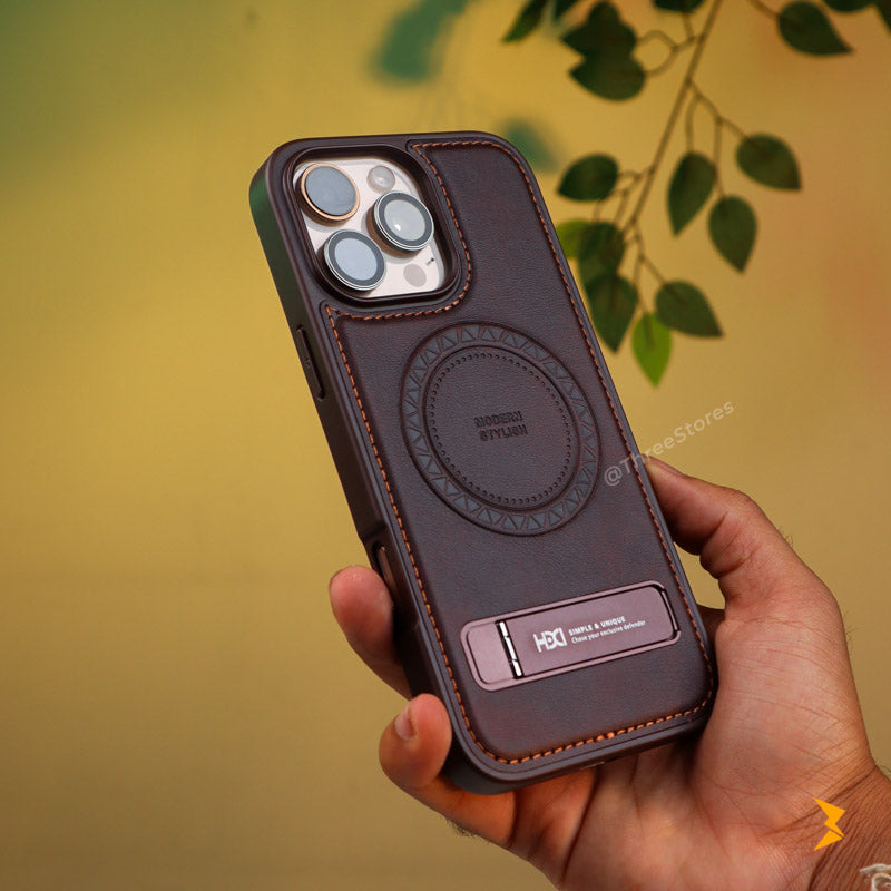 Leather Magsafe Stand iPhone Case