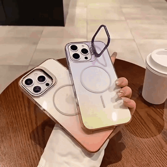 📱✨ Gradient Transparent iPhone Case | Camera Stand Design