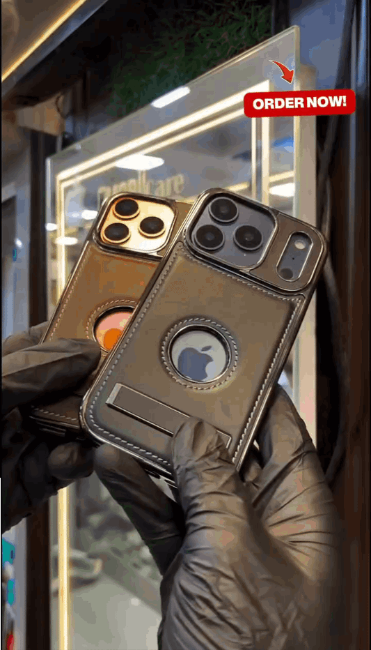 ✨📱 Luxury PU Leather iPhone Case | Built-in Kickstand